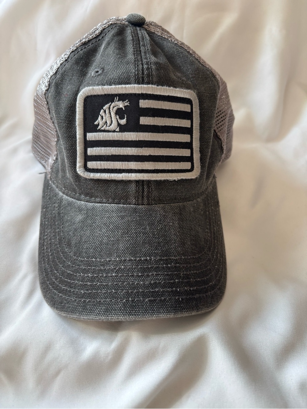 Legacy Washed Charcoal Trucker Hat with Embroidered Patch